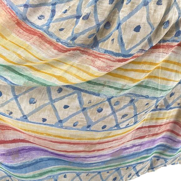 Vtg 80s 90s Two Potato Artsy A Line Midi Dress M Sheer NOS Coastal Pastel - Picture 8 of 16